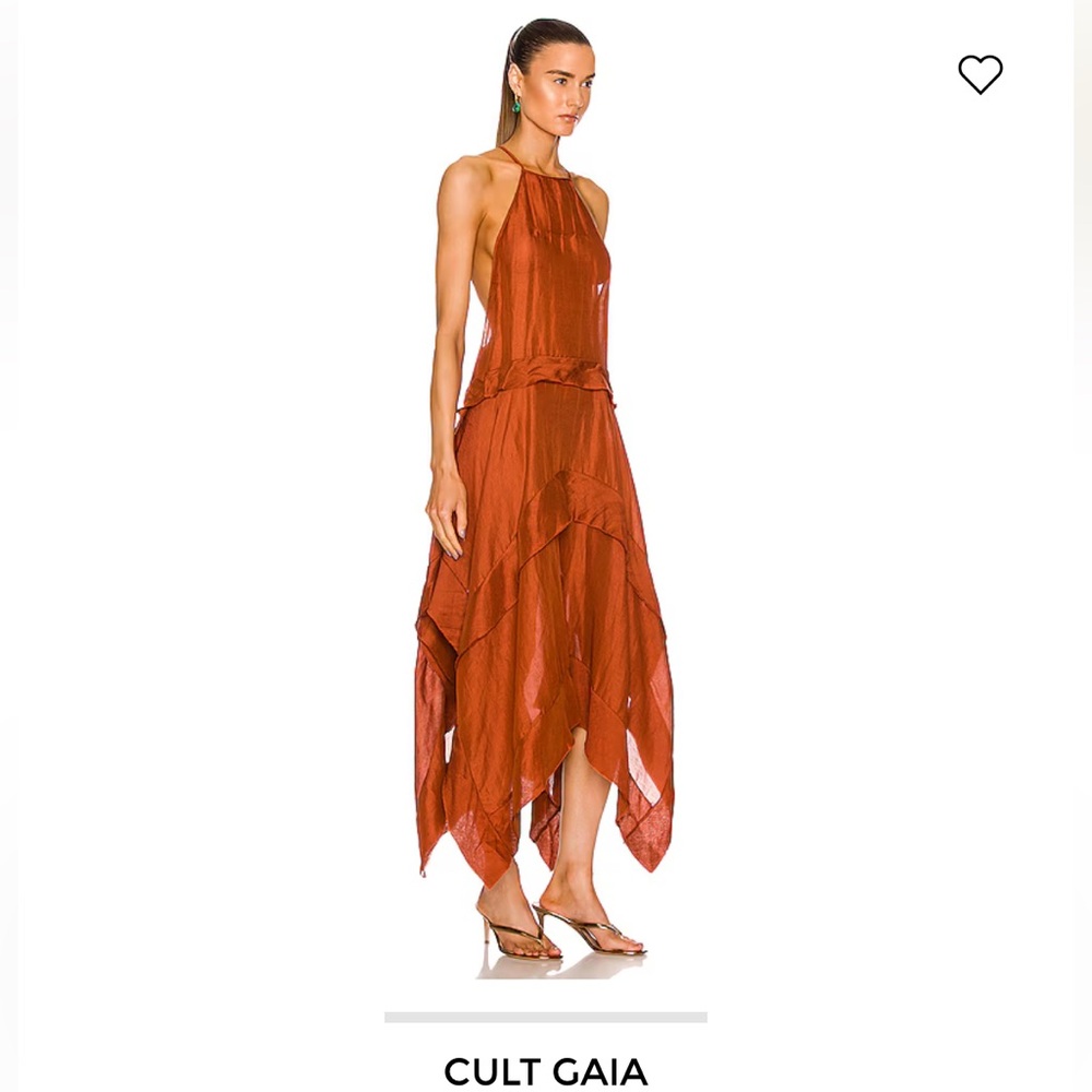 Cult Gaia Orange Asymmetrical Tiered Sundress